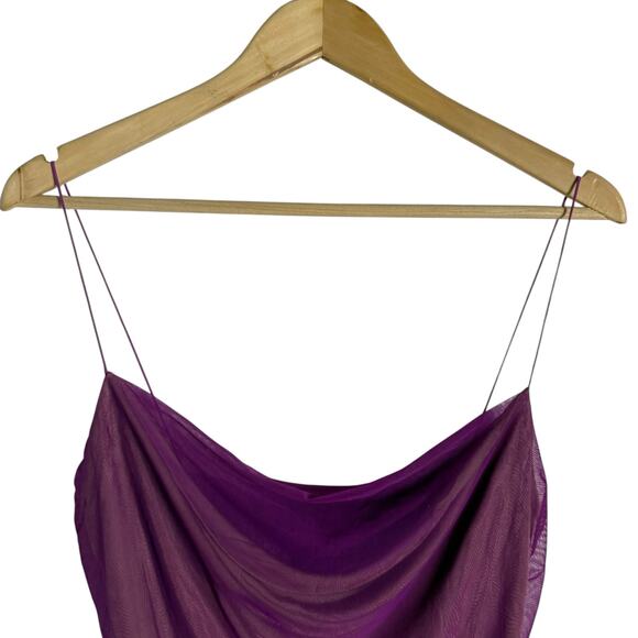Gauge81 Lilburn Purple Draped Cowl Neck Sleeveless Mesh Camisole Tank Top S - Picture 7 of 16